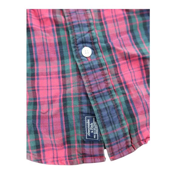 Abercrombie & Fitch Red Green Plaid Button Up Men's Shirt S - Picture 6 of 6